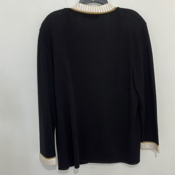 San Reno by Laura Knits (Santana) black/gold vintage cardigan sweater jacket. L - Picture 7 of 9